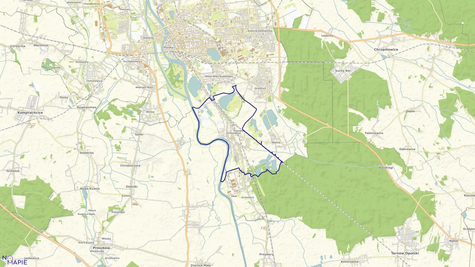 Mapa obrębu GROSZOWICE w mieście Opole