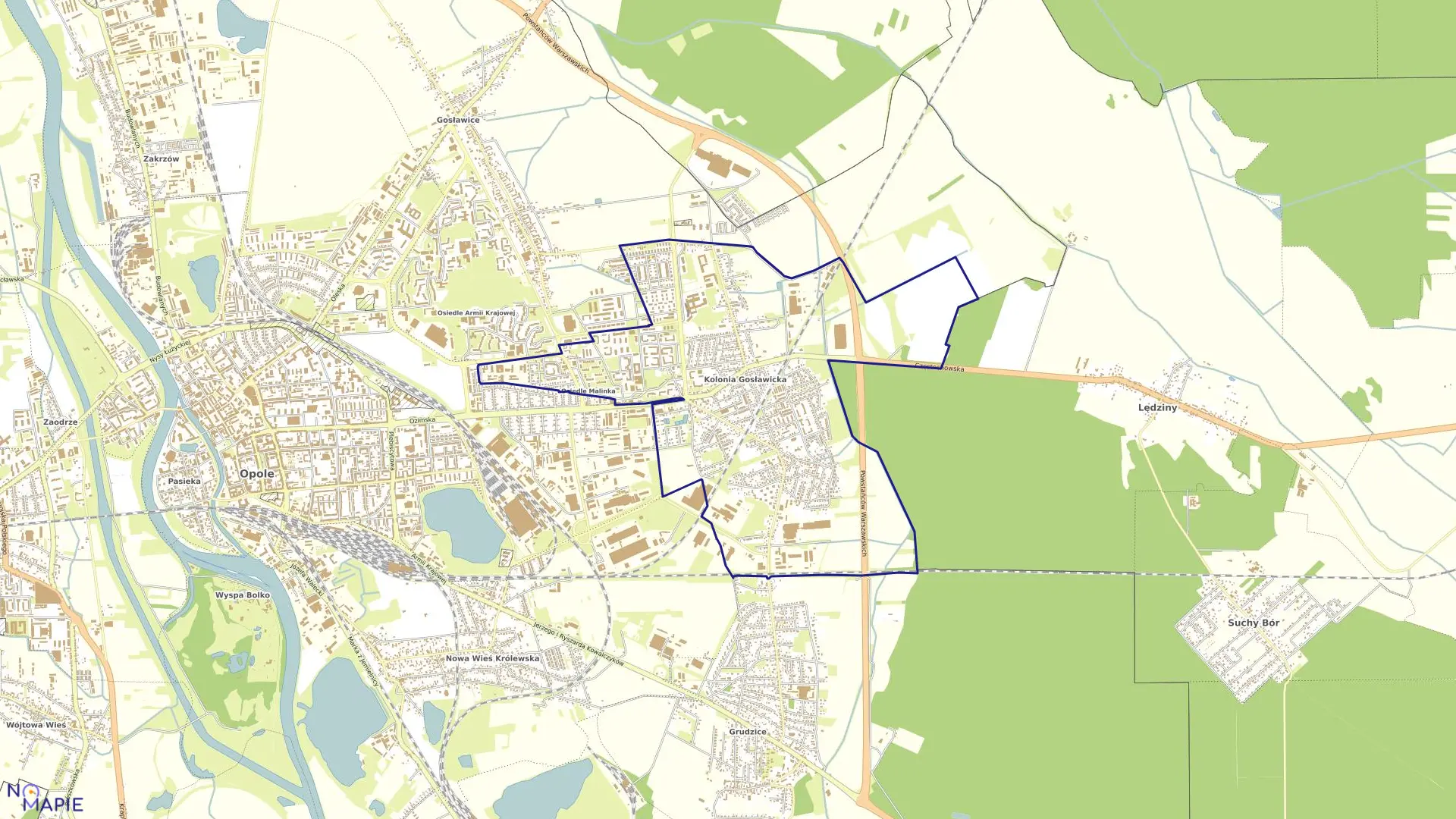 Mapa obrębu KOLONIA GOSŁAWICKA w mieście Opole