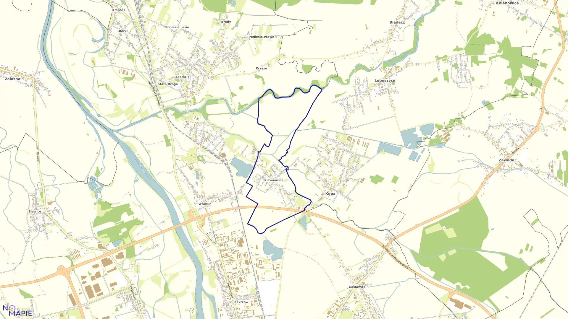 Mapa obrębu KRZANOWICE w mieście Opole