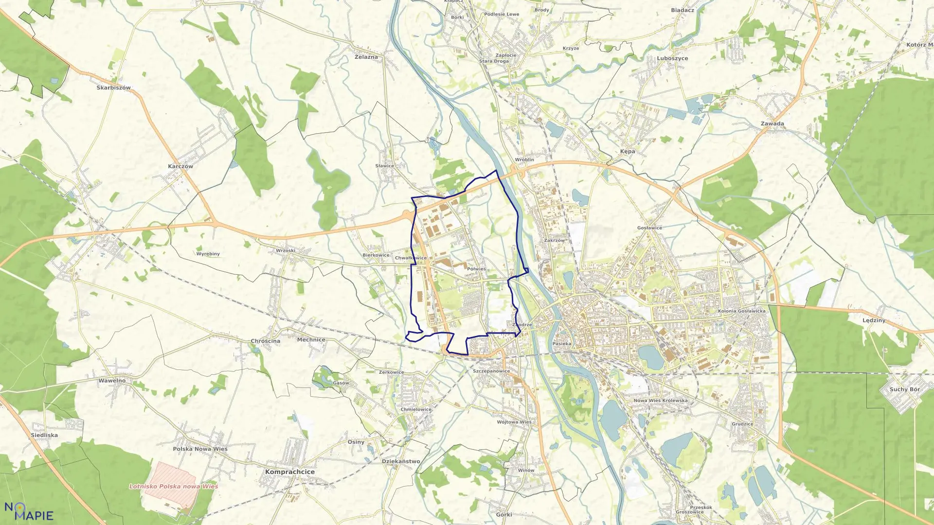 Mapa obrębu PÓŁWIEŚ w mieście Opole