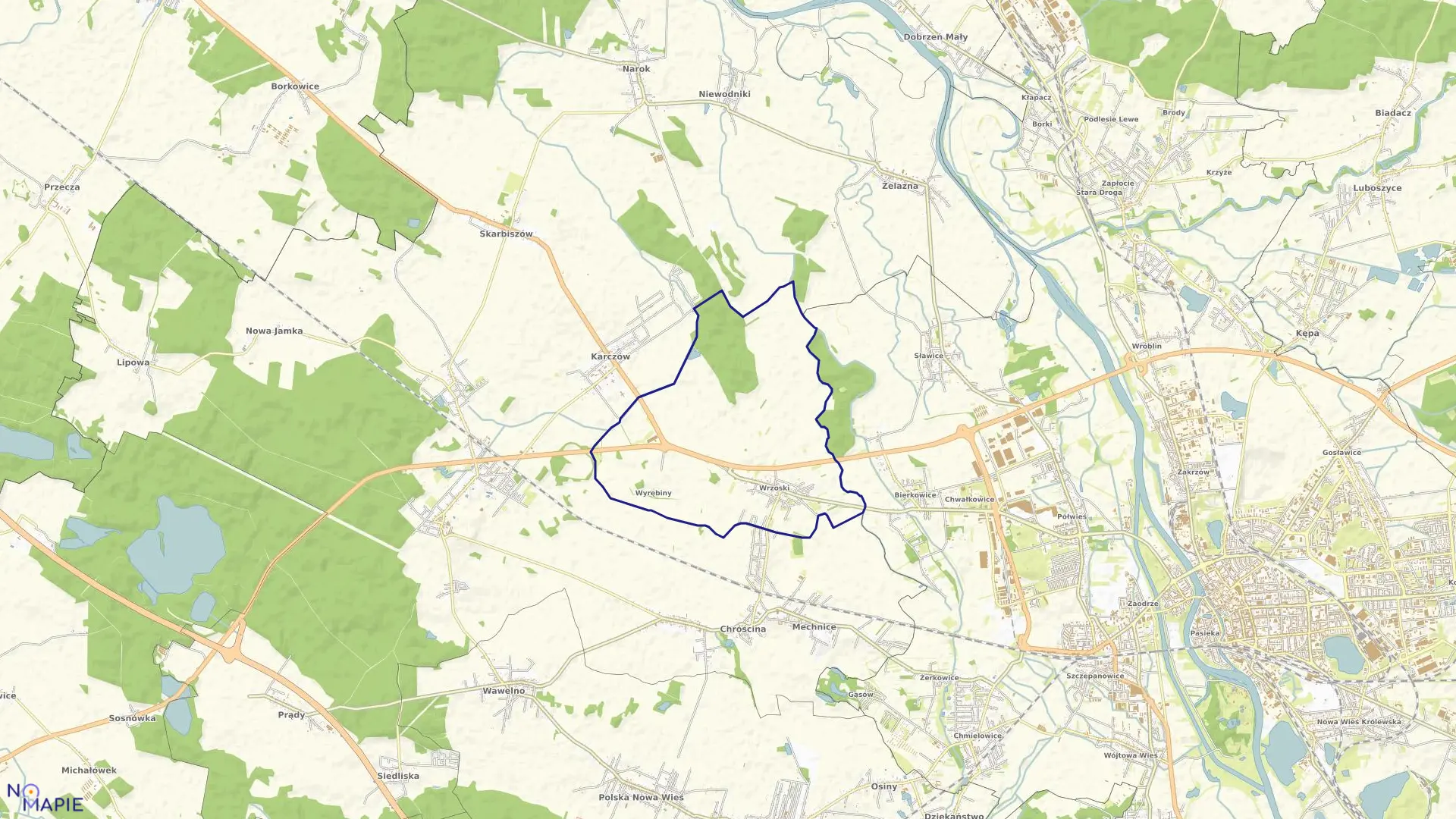 Mapa obrębu WRZOSKI w mieście Opole